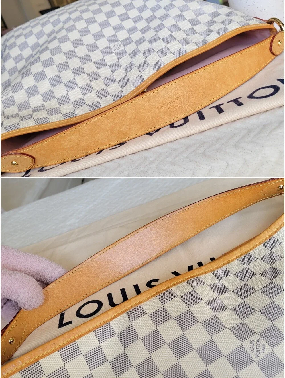 BEAUTIFUL🩷 Louis Vuitton DELIGHTFUL MM Damier Azur Hobo Shoulder Bag